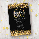 Elegant 60th Birthday Party Program Gold w/ Menu<br><div class="desc">Elegant "Birthday Party Program" design with Sparkles & Lights in Gold w/ custom text.</div>