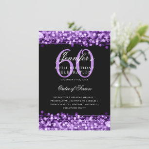 Elegant 60th Birthday Party Program Purple Menu