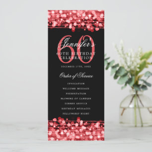 Elegant 60th Birthday Party Program Red 