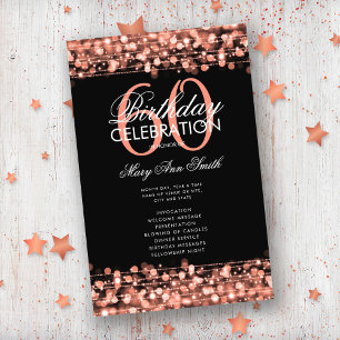 Elegant 60th Birthday Party Program Rose Gold Menu