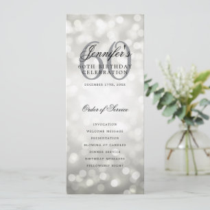 Elegant 60th Birthday Party Program Silver Bokeh