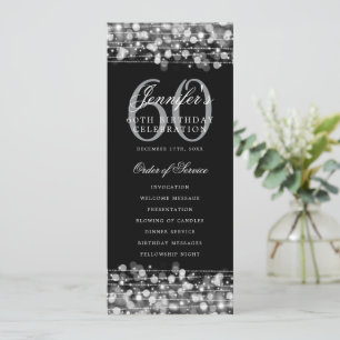 Elegant 60th Birthday Party Program Silver w/ Menu