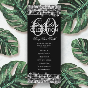 Elegant 60th Birthday Party Program Silver w/ Menu