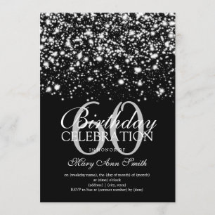 Elegant 60th Birthday Party Silver Midnight Glam Invitation