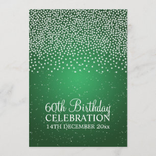 Elegant 60th Birthday Party Simple Sparkle Green Invitation