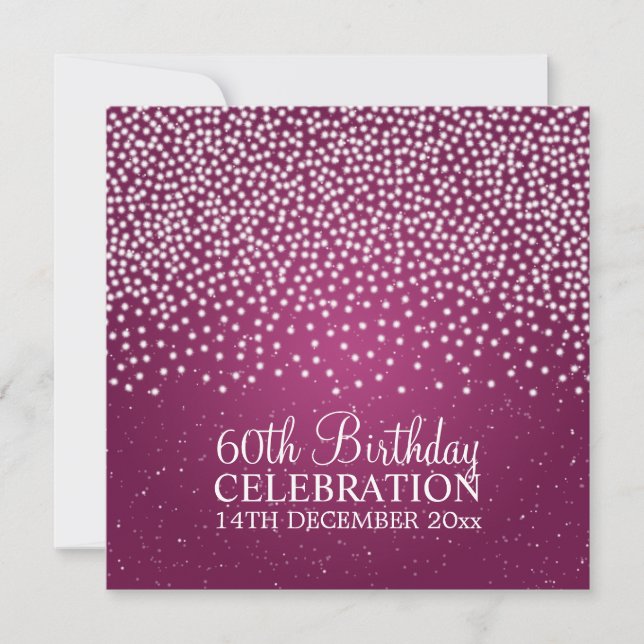 Elegant 60th Birthday Party Simple Sparkle Pink Invitation (Front)