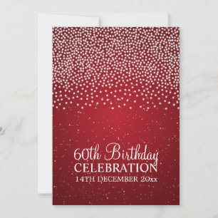 Elegant 60th Birthday Party Simple Sparkle Red Invitation