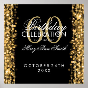 Elegant 60th Birthday Party Sparkles Gold Poster