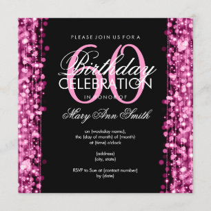 Elegant 60th Birthday Party Sparkles Pink Invitation