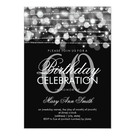 Elegant 60th Birthday Party Sparkles Silver Card