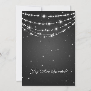 Elegant 60th Birthday Party Sparkling Chain Black Invitation