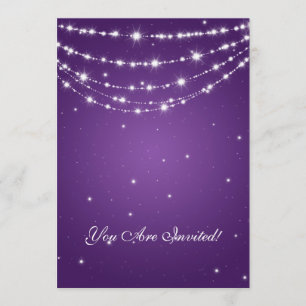 Elegant 60th Birthday Party Sparkling Chain Purple Invitation