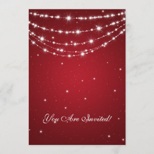 Elegant 60th Birthday Party Sparkling Chain Red Invitation