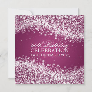 Elegant 60th Birthday Party Sparkling Wave Berry Invitation