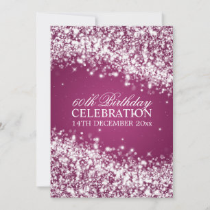 Elegant 60th Birthday Party Sparkling Wave Berry Invitation