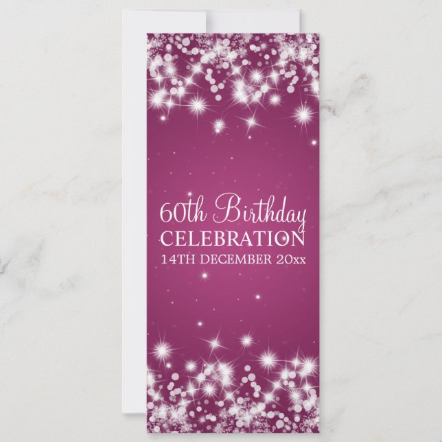 Elegant 60th Birthday Party Winter Sparkle Berry Invitation (Front)