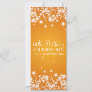 Elegant 60th Birthday Party Winter Sparkle Orange Invitation