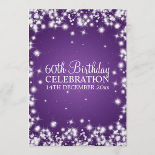 Elegant 60th Birthday Party Winter Sparkle Purple Invitation