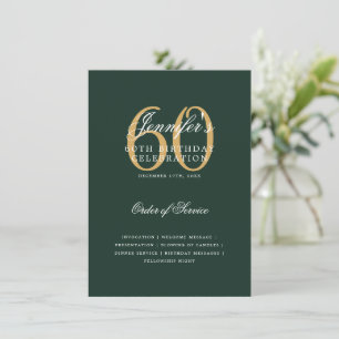 Elegant 60th Birthday Program Gold Green Menu