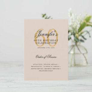 Elegant 60th Birthday Program Gold Menu Champagne
