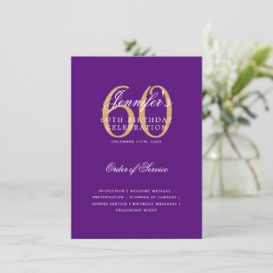Elegant 60th Birthday Program Gold Purple Menu