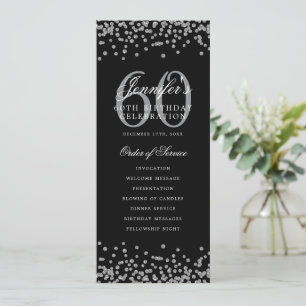 Elegant 60th Birthday Program Silver Confetti Menu