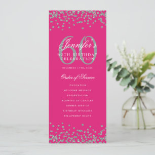 Elegant 60th Birthday Program Silver Hot Pink
