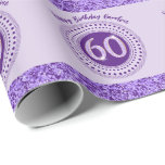 Elegant 60th Birthday Purple Glitter with Stripes Wrapping Paper<br><div class="desc">Elegant & unique purple glitter number 60 with glitter stripes and modern circular dots and lines. Customize the name.</div>