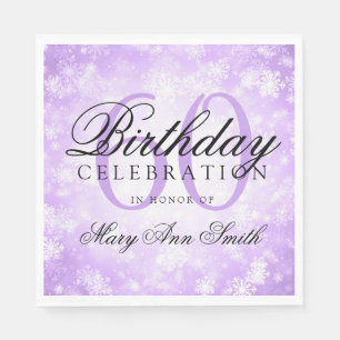 Elegant 60th Birthday Purple Winter Wonderland Napkin