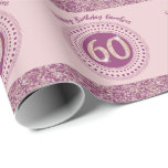 Elegant 60th Birthday Rose Gold Glitter & Stripes Wrapping Paper<br><div class="desc">Elegant & unique rose gold glitter number 60 with glitter stripes and modern circular dots and lines. Customize the name.</div>