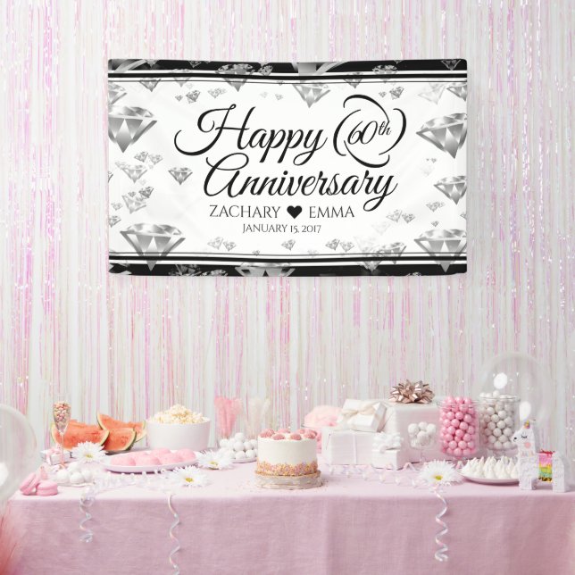 Elegant 60th Diamond Wedding Anniversary Banner (Party)