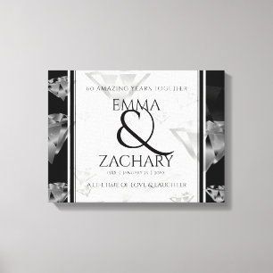 Elegant 60th Diamond Wedding Anniversary Canvas Print