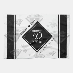 Elegant 60th Diamond Wedding Anniversary Kitchen Towel