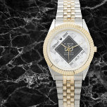 Elegant 60th Diamond Wedding Anniversary Watch<br><div class="desc">Celebrate the 60th diamond wedding anniversary and a love that stands the test of time with this stylish watch! Elegant black and white lettering with stylized diamond confetti on a white background add a memorable touch for this special occasion and extraordinary milestone. Personalize with the couple's names and dates of...</div>
