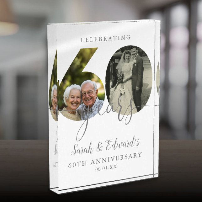 Elegant 60th Wedding Anniversary 2  Photo Block (Elegant 60th Wedding Anniversary 2 Photo Block)