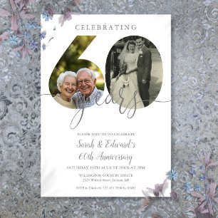 Elegant 60th Wedding Anniversary 2 Photo Invitation