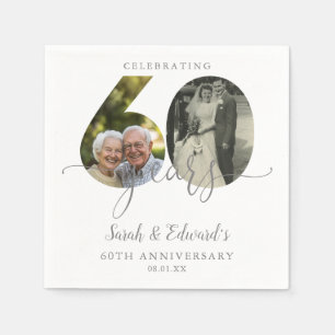 Elegant 60th Wedding Anniversary 2 Photo Napkin