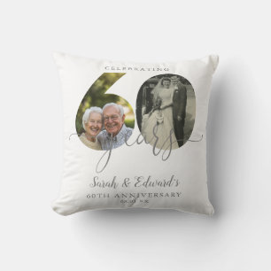 Elegant 60th Wedding Anniversary 2 Photo Throw Pillow