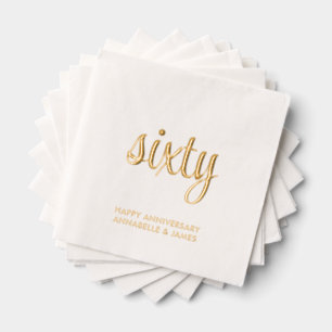 Elegant 60th Wedding Anniversary Gold Foil Napkins