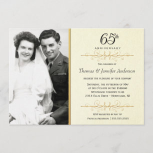Élégant 65e anniversaire Invitations avec photo
