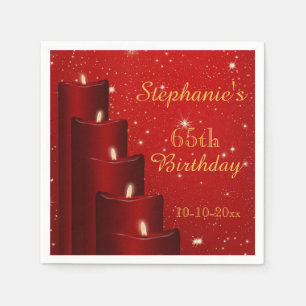 Elegant 65th Birthday Candles With Sparkle Napkin
