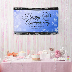 Elegant 65th Blue Sapphire Wedding Anniversary Banner