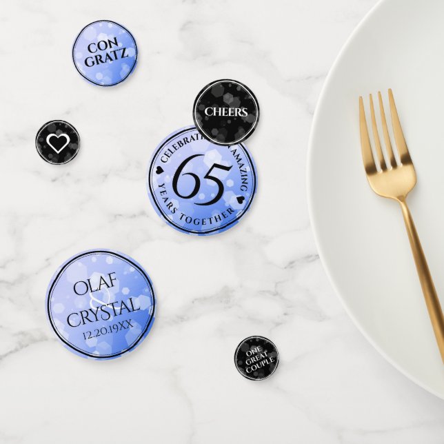 Elegant 65th Blue Sapphire Wedding Anniversary Confetti (Group)