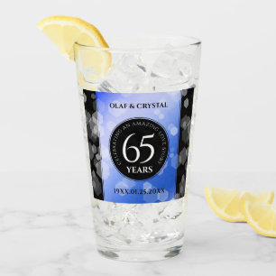 Elegant 65th Blue Sapphire Wedding Anniversary Glass
