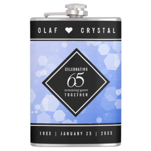 Elegant 65th Blue Sapphire Wedding Anniversary Hip Flask