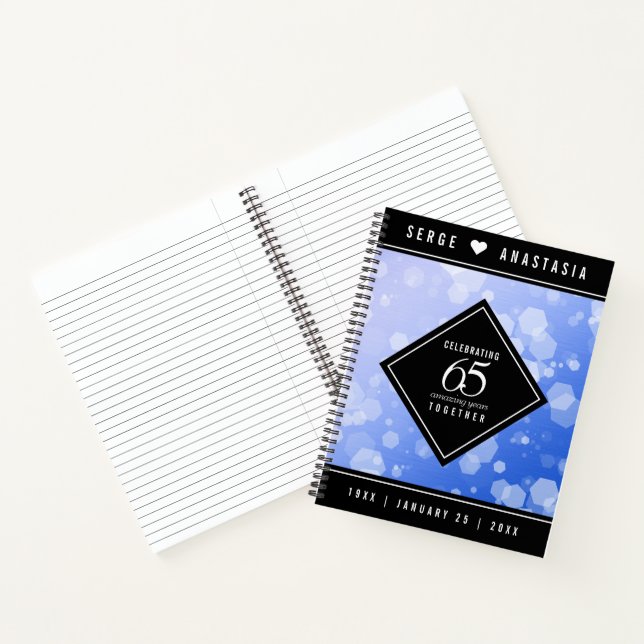 Elegant 65th Blue Sapphire Wedding Anniversary Notebook (Inside)