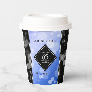 Elegant 65th Blue Sapphire Wedding Anniversary Paper Cups