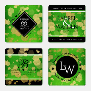 Elegant 66th Titanite Wedding Anniversary Coaster Set