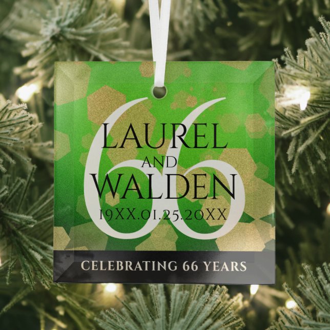 Elegant 66th Titanite Wedding Anniversary Glass Ornament (Insitu)