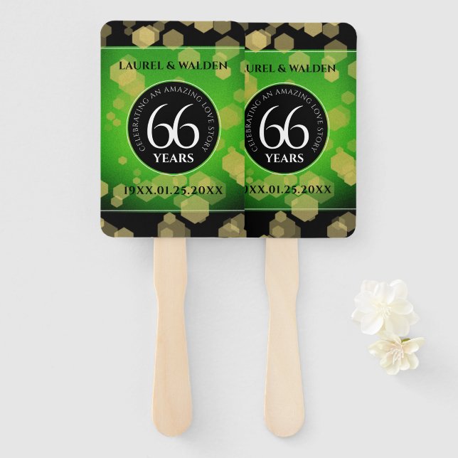 Elegant 66th Titanite Wedding Anniversary Hand Fan (Front and Back)